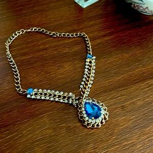 Vintage costume sapphire necklace